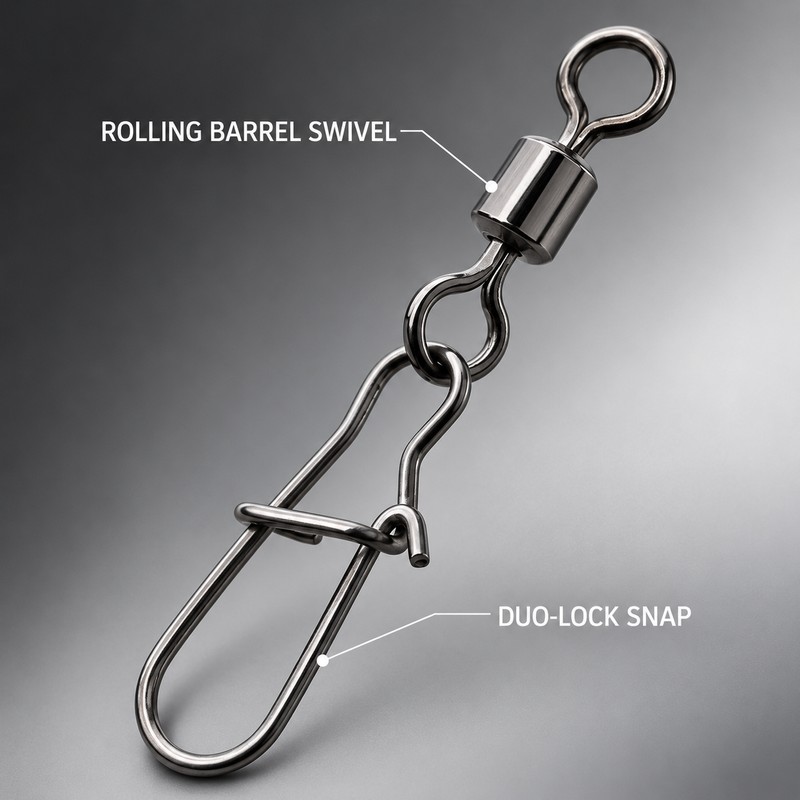50-Pack Size 10 Duo-Lock Snap Swivels, 20mm 11kg Stainless Steel