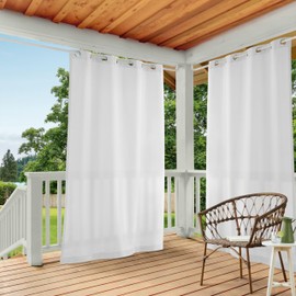 TOWN & COUNTRY BASICS Cabana Solid Heavyweight Indoor Outdoor Curtains, Light Filtering Opacity with Grommet Top, Water Repellent, 2-Pack Set, 54"x96", Winter White