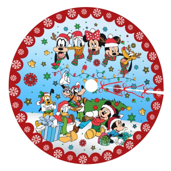 Christmas Tree Skirt Xmas Round Red Tree Decoration Skirts Ruffled