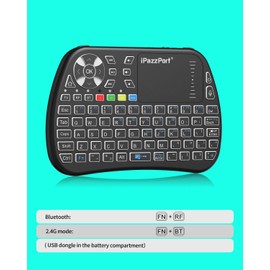 iPazzPort Bluetooth Mini Keyboard with Touchpad, 2.4G Mini Wireless Keyboard and Mouse with IR Learning Support,RGB Backlit, Rechargeable for PC, Smart TV, Laptop, Android TV Box Type-C