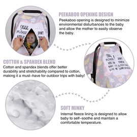 Metplus 2 in 1 Writing Style Baby Car Seat Cover, Car Seat Canopy for Babies, Mom Multiuse Nursing Cover, Minky Baby Carrier Covers, Newborn Boy Girl, Peekaboo Opening