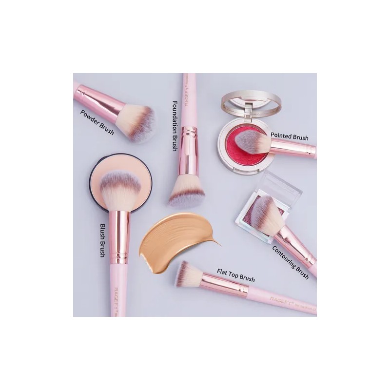 Set 28 Brochas De Maquillaje Profesional Con Estuche Brocha Color