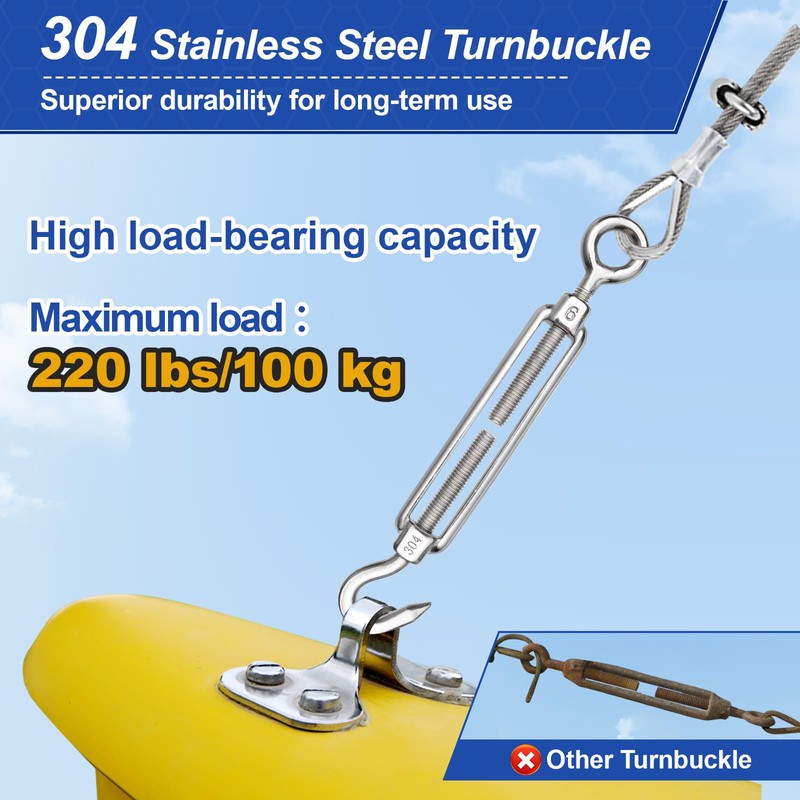 TooTaci 1/8 Stainless Steel Cable, 50ft 1/8 Steel Wire Rope