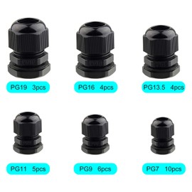 TUPARKA 28Pcs Cable Gland Waterproof Adjustable Joints with Gaskets 3-16mm PG7 PG9 PG11 PG13.5 PG16 PG19