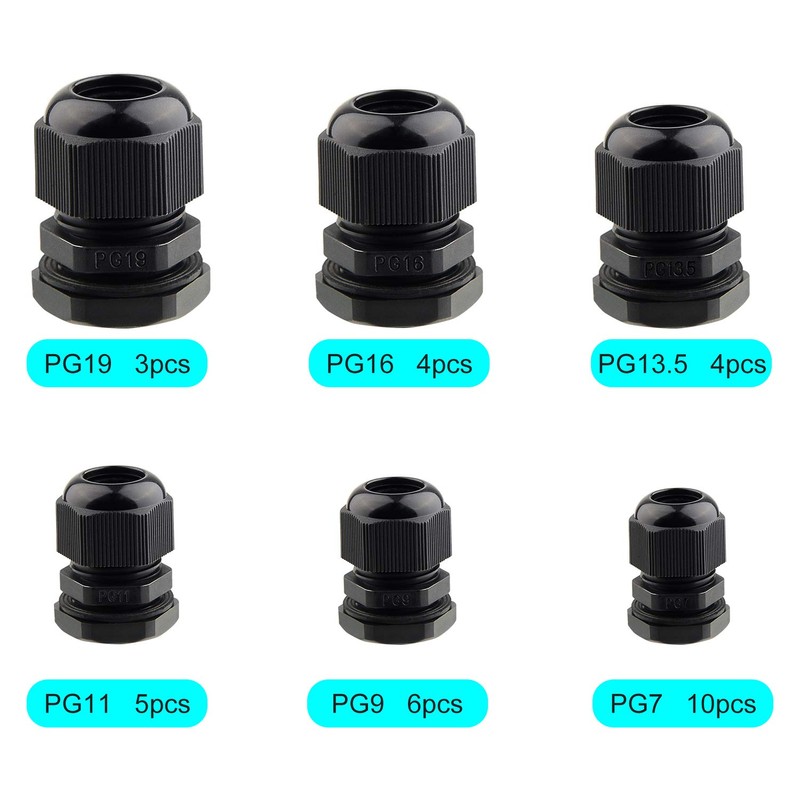 TUPARKA 28Pcs Cable Gland Waterproof Adjustable Joints with Gaskets 3-16mm