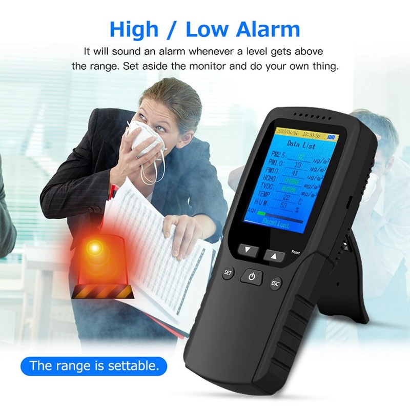 9 in 1 Air Quality Monitor Indoor Outdoor PM2.5, PM1.0,