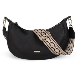 Gladdon Women's Crossbody Bag with Boho Strap – Faux Leather Shoulder Handbag, Small Crescent Hobo Bag for Daily Use and Travel