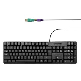 YORUNOHOSHI Wired PS2 104 Keys Computer Keyboard with Stands,Waterproof - US Layout Compatible for Windows, PC, Laptop, Black