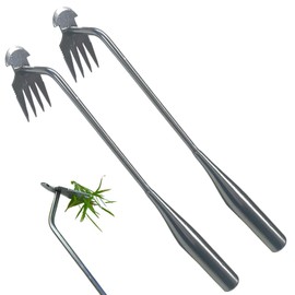 2 Piece Weed Removal Brush Rake Weed Brush Weed Removal Tool Weed Removal Tool 4 Prong Strong Weed Removal Tool Gardening Supplies Gap Root Mowing Easy Operation Durable Plant Protection Gardens Farms Suitable for Deep Cultivation