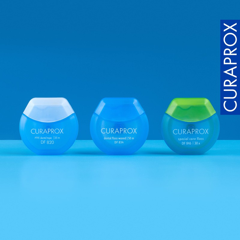 Curaprox Dental Tape DF 820 PTFE, Zahnband für enge Zwischenräume,