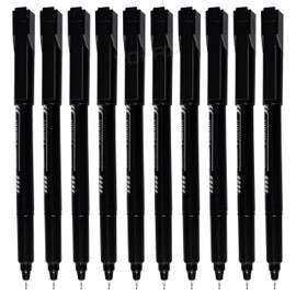 SAINO Fineliner Pens, Fine Point 0.3mm, BLACK, Pack of 10, xPointer Fineliner for Artists Architects Technical Drawing Handwriting Sketching Colouring Illustrations Calligraphy