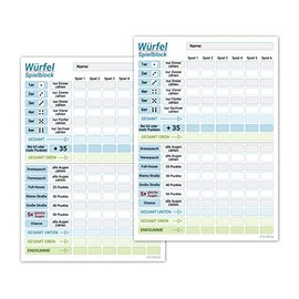 PICTALOO Dice Game Pad DIN A5, Easy to Read and Clearly designed, Modern Replacement Pad, Large Game Pad, Also Suitable for Seniors and Children, Dice Game Set, Family Game (2 x Blue)