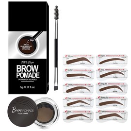 Eyebrow Stamp Stencil Kit Eyebrow Pomade Waterproof Eye Brow Stamping Kit Brow Stamp Trio Kit 10 Eyebrow Stencils With Dual Ended Brow Brush Perfect Natural Brow Pomade Brow Eyebrow Kit Taupe Brown