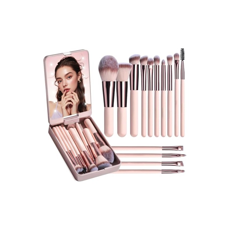 Set de viaje de brochas de maquillaje: 14 brochas de