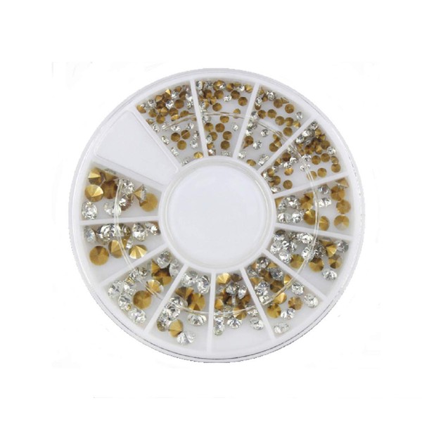 V Cut Stone Crystal Size Color Mix in Round Case QT-029 (Crystal)
