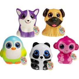 JA-RU Mini Animal Squishies (5 Pack Assorted) 3.5" Slow Rising Foam Squishy Toys for Kids. Cute Kawaii Mochi Squishy. Stress Relief Fidget Toy. Bulk Party Favor. 3326-5s