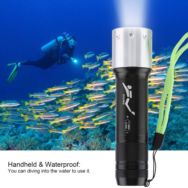 eecoo LED Dive Torch, T6 6000LM Waterproof Flashlight, 100M Underwater