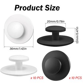 Mwrenqei 20 PCS Self-Adhesive Cabinet Knobs Plastic Self-Stick Drawer Knobs Pull Handle Round Stick Knobs Auxiliary Drawer Pulls Helper for Windows Wardrobes Cabinets Drawers (Black&White)