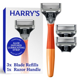 Harry's Original Shaving Kit for Men - Razor Handle and 3 Razor Blade Refill Cartridges - German Engineered - Ember