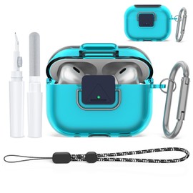 Clear Case Compatible with New Bose QuietComfort Earbuds, TPU Shockproof Protective Case for Bose QuietComfort Earphone, Cleaning Pen Set (Transparent Blue)