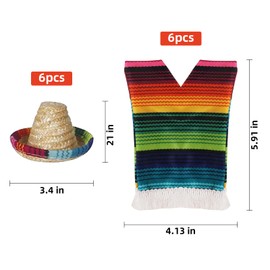 Crazy Night 12 Pcs Mini Sombrero Hats,Serapes for Bottles Mexican Decorations,Viva Hat Mexicanos for Fiesta Straw,Tiny Bottles,Wide Sombrero,For Cinco De Mayo Supplies,Mexico Party Favors Decoration