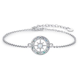PARYFO Compass Bracelet Sterling Silver with Opal Celtic Knot Compass Bracelet Friendship Talisman Inspirational Graduation Gifts for Women Mother Wife Friends