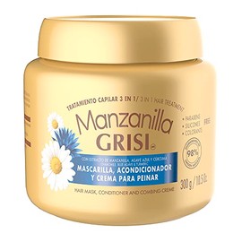 Manzanilla Grisi, Tratamiento Capilar 3 En 1, Mascarilla, acondicionador y crema para peinar, 300 g