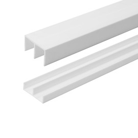 1/2" Panel Sliding Door Track - 48" White Plastic Upper & Lower Set, USA Made, Pack of 1 - Outwater