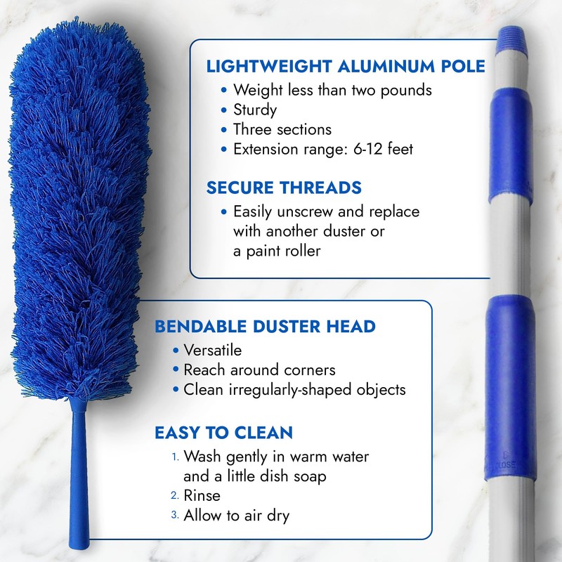 Extendable Microfiber Duster Extension Rod | Ceiling Fan Duster 20