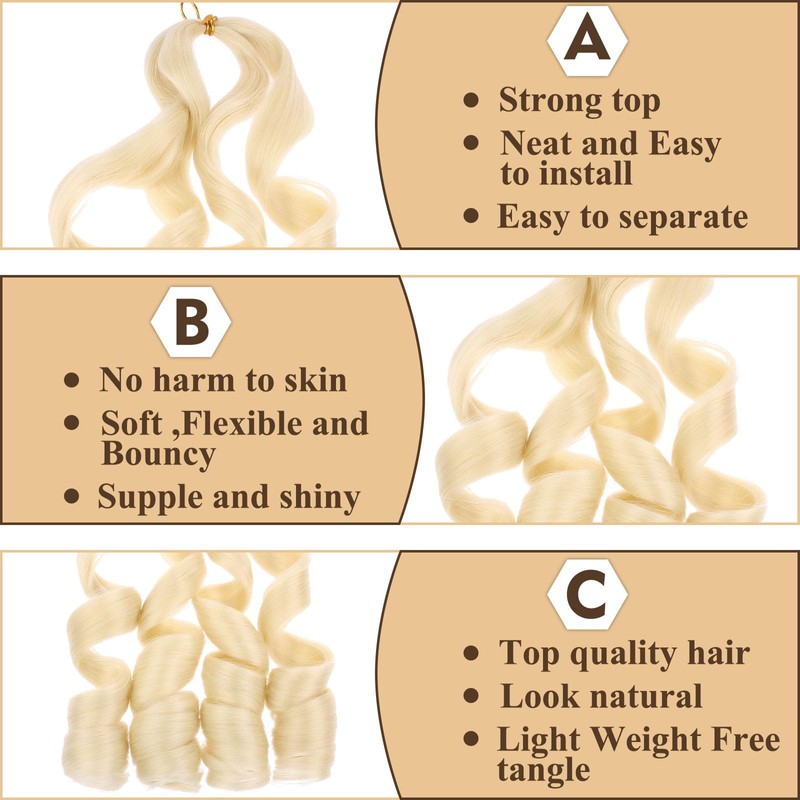 9 Packs 22 Inch French Curly Braiding Hair Synthetic Crochet