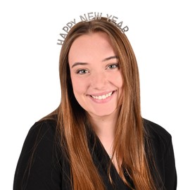 Beistle Happy New Year Headbands 2-Pack, Sparkling Silver Headwear Accessories with Rhinestones for NYE Celebrations & Festive Parties, Stylish Hair Decorations, One Size