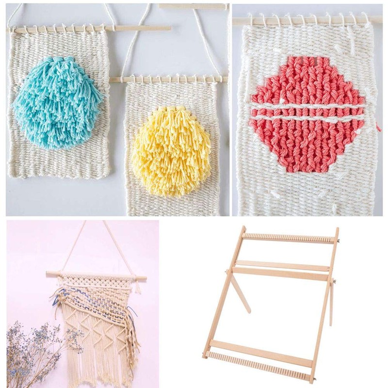 Weaving Looms with Stand, Wooden Multi-Craft Weaving Loom Kit Adjustable