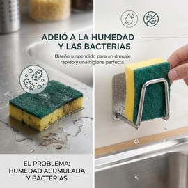 Ganchos para Pared 4 Piezas, Adhesivos Acero Inoxidable, Porta Esponja Fregadero, Soporte para Esponja de Fregadero, Accesorios de Gancho Pared Cocina, Baño, Muebles