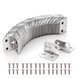 4-hole 90-degree Angle L-bracket, Corner Bracket, Angle L Bracket, Suitable for Table, Chair, Cabinet, Wardrobe - Color: Silver, Specification: 10pcs