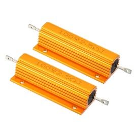 PATIKIL 100W 2.5 Ohm Aluminum Shell Resistor 2pcs Aluminum Housing Resistor Cased Wire Wound Resistor Screw Tap Power Resistor Golden