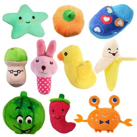 YBGGJO Dog Toy, Dog Rope Toy, Set of 10, Plush Toy, Squeaky Toy, Throwing Toy, Cute, Funny, Chewing, Teeth Brushing, Cotton, Lack of Exercise, Stress Relief, Durable, Suitable for Puppies, Small Dogs
