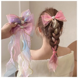 4-piece Set, Ribbon, Hair Pin, Hair Accessory, Birthday, School Entrance Ceremony, Recital, Coming of Age of Thing, Graduation Ceremony, Party, Yukata, Fireworks Display, Children, Women’s (Blue +