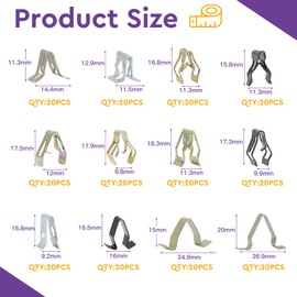 EFUTURETIME 240 Piece Mounting Clips Car Set, 12 Different Interior Trim Metal Mounting Clamp, Trim Panel Spring Clip, Car Small Parts for Interior Decoration