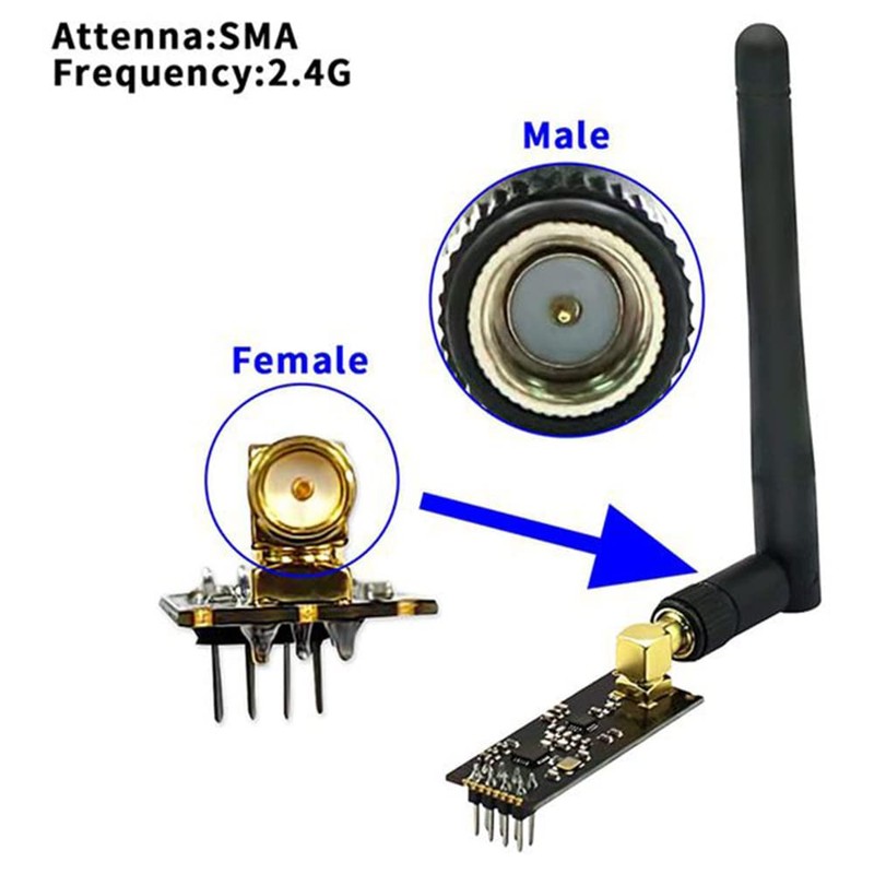 Aribrnten 4Pcs NRF24L01+PA+LNA Wireless Module with Antenna 1100 Meters Long
