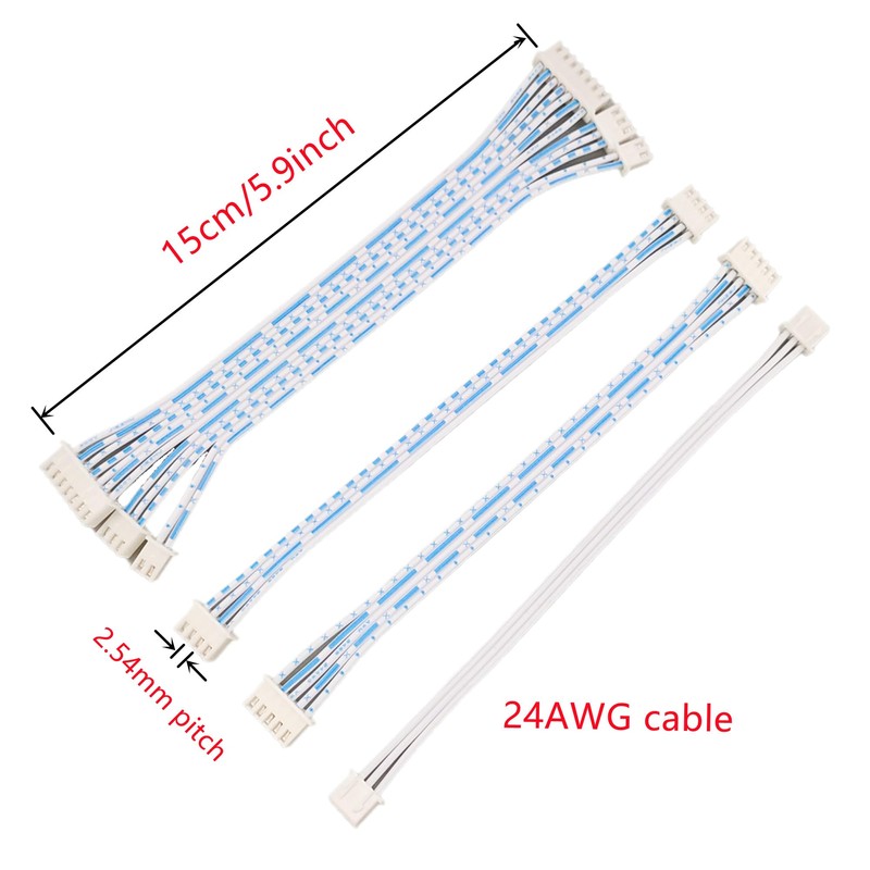 XH 2.54mm Connectors Kit with Pre-Crimped Ribbon Cables Wire 2/3/4/5/6/7/8/9/10/12