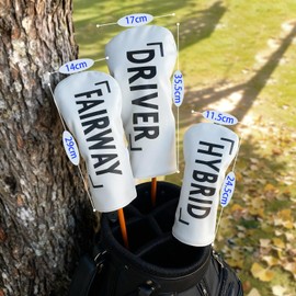 Golf Headcover Driver Headcover Wood Cover Utility Golf UT Cover with Number Tag Waterproof for Driver 440cc 460cc Letter (Black, FW)