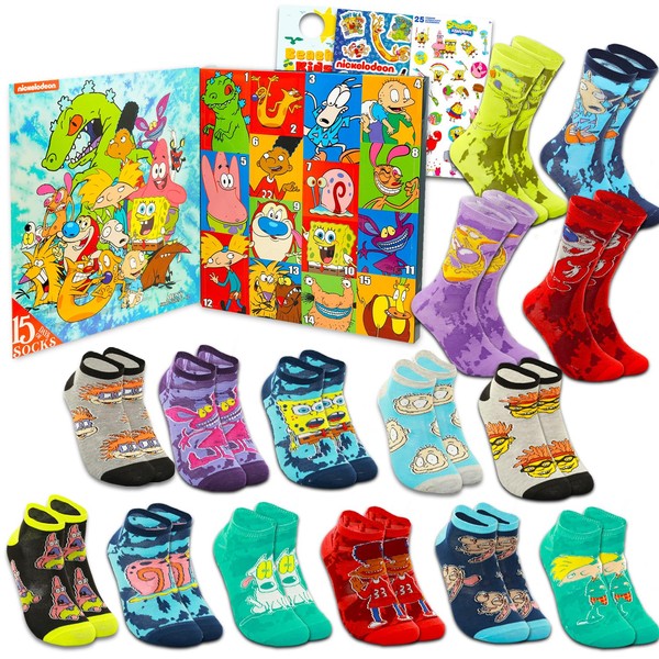 Nickelodeon 15 Days of Socks Set - Bundle of 90's