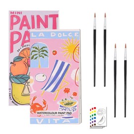 XdealCozyxc 2 Pcs Mini Watercolour Paint Pad with 4 Paintbrush, Portable Paint Book