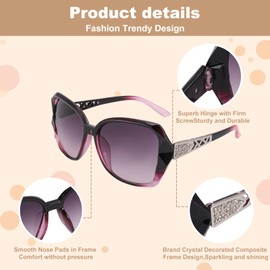 4 Pcs Women Large Sunglasses, UV 400 Glasses Oversized Polarized Sunglasses Classic Trend Ladies Sunglasses Sparkling Large Frame Sunglasses for Women