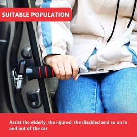 HoldOneLight 4-in-1 Vehicle Support Handles - Portable Car Door Assist Handles with Seatbelt Cutter and Window Breaker for Elderly and Handicapped (One Pcs Red)