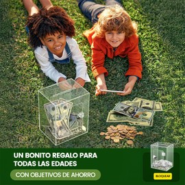 LENGSIDA Caja de Donación Acrílica Transparente con Ranura, 15 x 12 x 20 cm, con Porta Candado, Caja de Acrílico para Donaciones, Alcancía