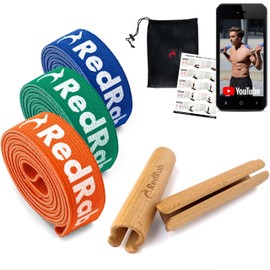 Red Rab Resistance Bands - Resistance Bands Strength Training - Fitness Band Individually or in Set with Wooden Handles - Resistance Band, Pull-Up Bands, Pull Up Band, Pull-Up Band, Resistance Band