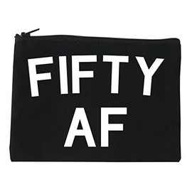 FASHIONISGREAT Fifty AF Birthday Gift Cosmetic Makeup Bag Black Medium