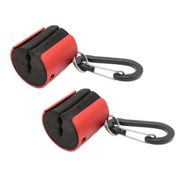 Funriche Rod Holder, Fishing Rod Holder, Rod Clip, Keeper, Fishing Rod, Waist, Belt, Attachment, Carabiner Included (Red, Set of 2)