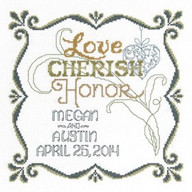 M & R Technologies Wedding Honoring Marriage Record Counted Cross Stitch White, Multi-Colored, by The Yard